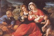Palma Vecchio The Holy Family with Mary Magdalene and the Infant Saint John oil on canvas